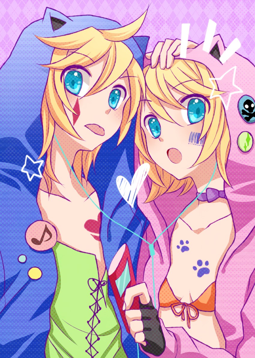 kagamine rin and kagamine len (vocaloid) drawn by yayoi_(egoistic_realism)