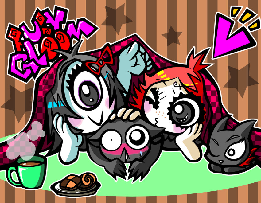 ruby gloom, iris, doom kitty, and scaredy bat (ruby gloom) drawn by 40_percent_vol