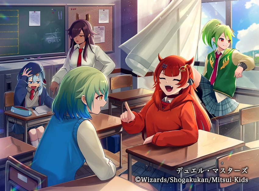 nagareboshi asche, maguma mega, kumada suzu, sava k zeos, and chifuin gyai (duel masters and 1 more) drawn by kenko_(a143016)