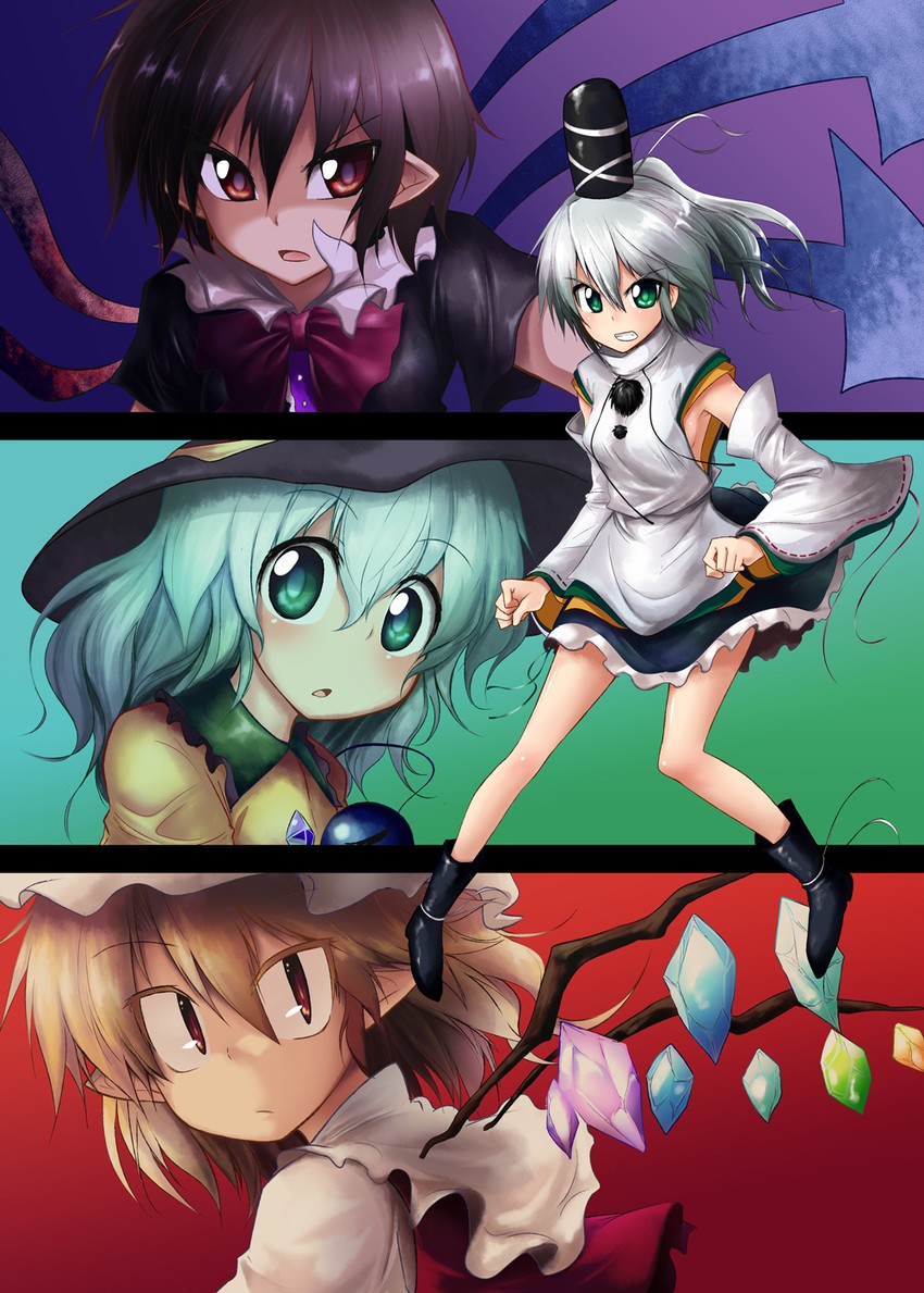 flandre scarlet, komeiji koishi, houjuu nue, and mononobe no futo (touhou) drawn by chipa_(arutana)