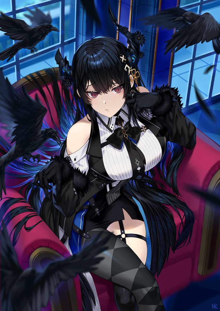 nerissa ravencroft and shadow (hololive and 1 more) drawn by mk_(lazymk)