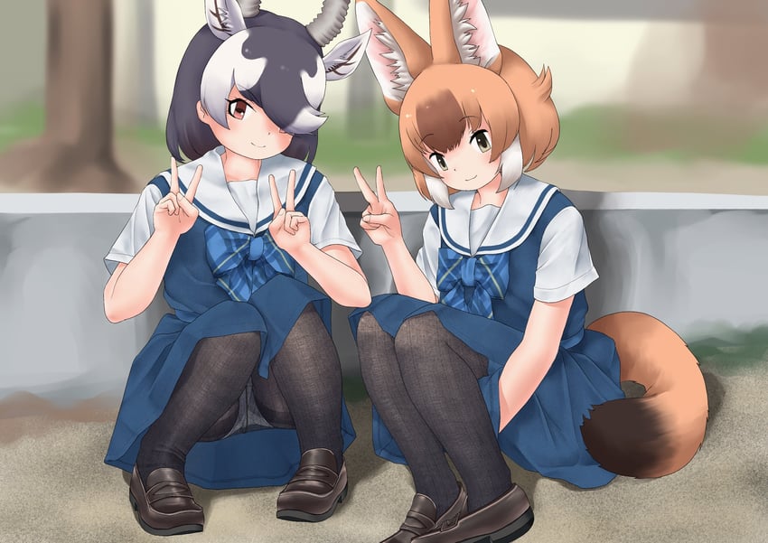 dhole and blackbuck (kemono friends and 1 more) drawn by ultralowprice