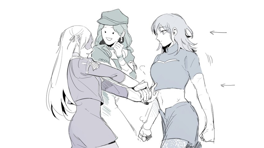 female byleth, edelgard von hresvelg, and dorothea arnault (fire emblem and 1 more) drawn by 13degree