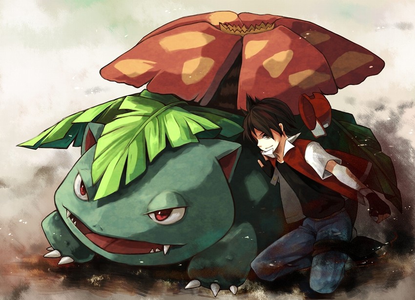 red and venusaur (pokemon and 1 more) drawn by nakoromo