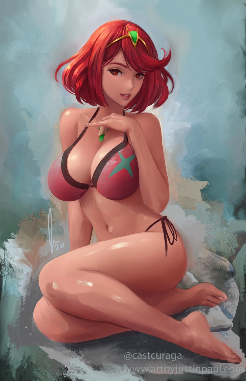 pyra (xenoblade chronicles and 1 more) drawn by justin_paul
