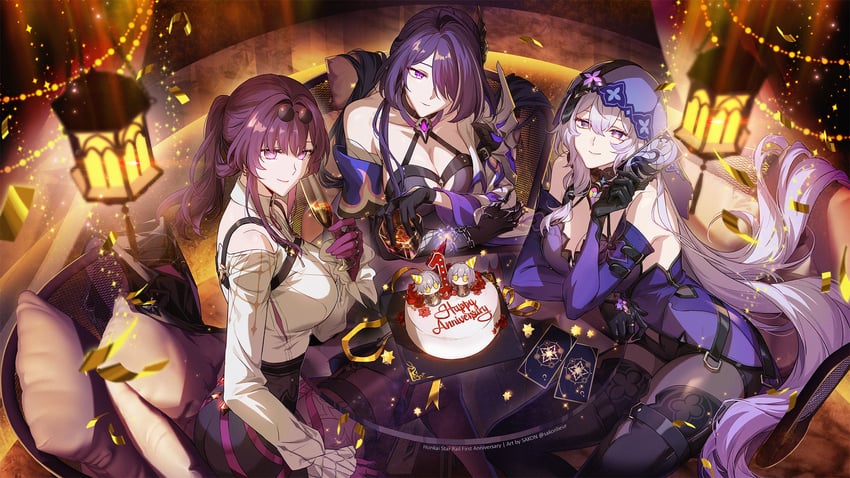 trailblazer, stelle, kafka, acheron, caelus, and 1 more (honkai and 1 more) drawn by sakon04
