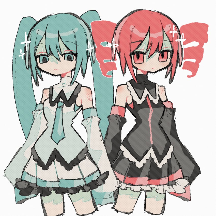 hatsune miku and kasane teto (vocaloid and 1 more) drawn by okashira_moppu