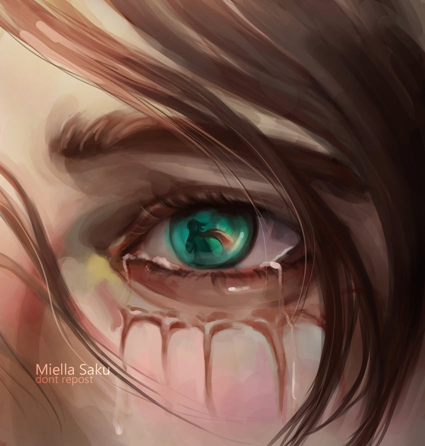 mikasa ackerman and eren yeager (shingeki no kyojin) drawn by miellasaku