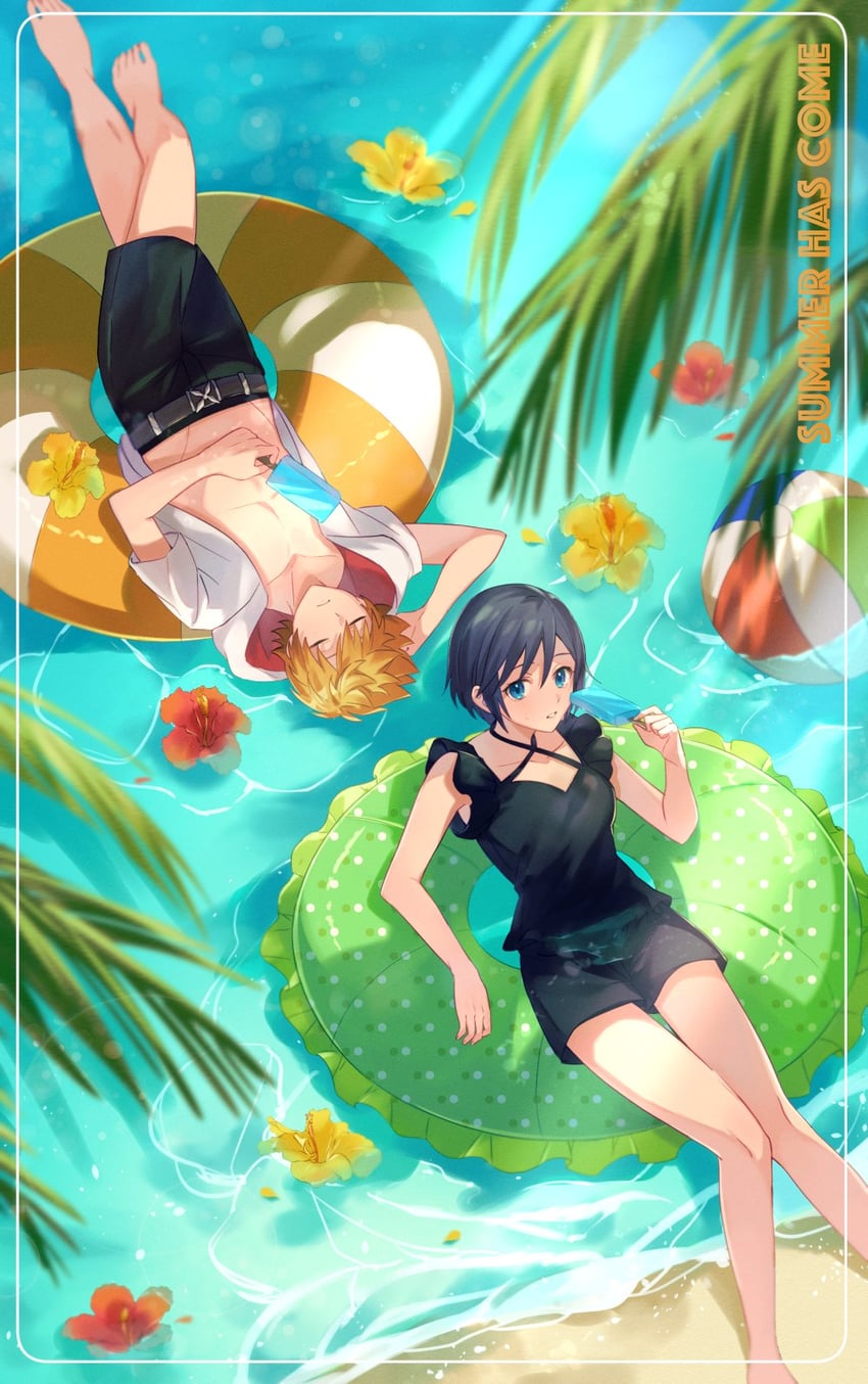 roxas and xion (kingdom hearts and 1 more) drawn by wosinnk