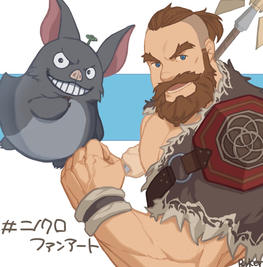 destroyer and cluu (ni no kuni: cross worlds) drawn by ryker