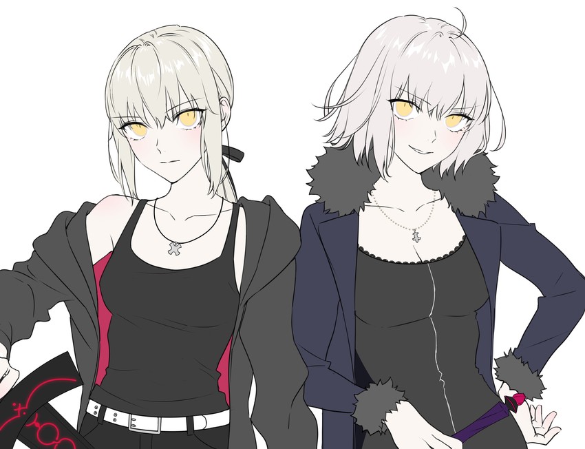 artoria pendragon, jeanne d'arc alter, and saber alter (fate and 1 more) drawn by nipi27