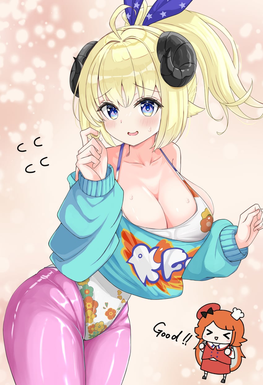 takanashi kiara, tsunomaki watame, and smol kiara (hololive and 1 more) drawn by inokeiwd