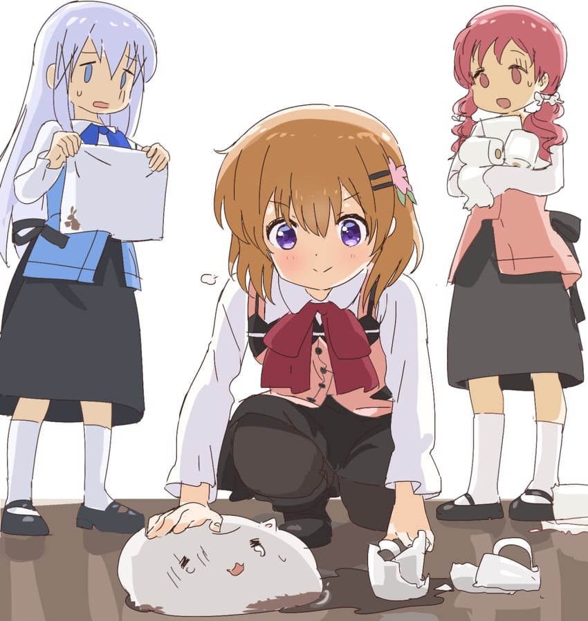 kafuu chino, hoto cocoa, tippy, and natsu megumi (gochuumon wa usagi desu ka?) drawn by kyarahiba