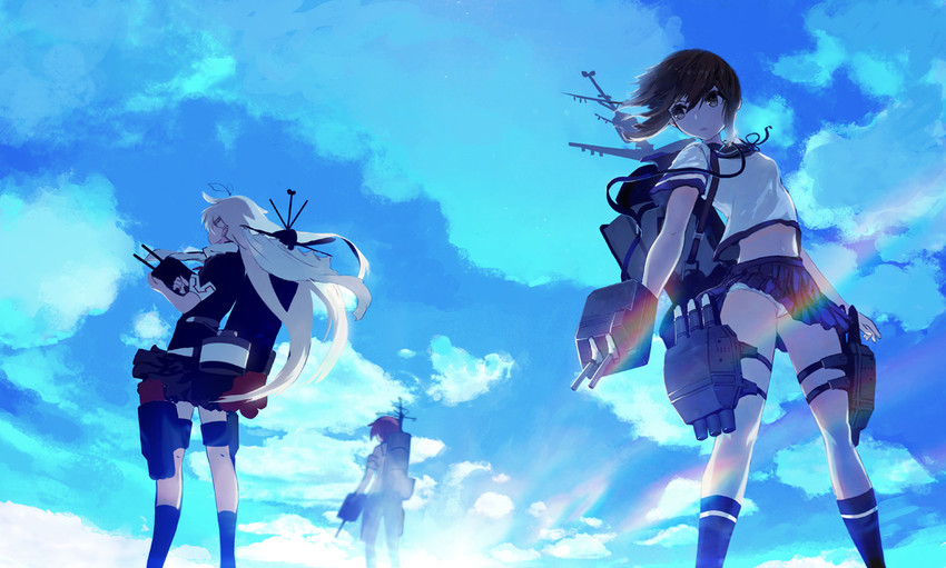 yuudachi, fubuki, yuudachi kai ni, and mutsuki (kantai collection) drawn by shengkong_(prank)