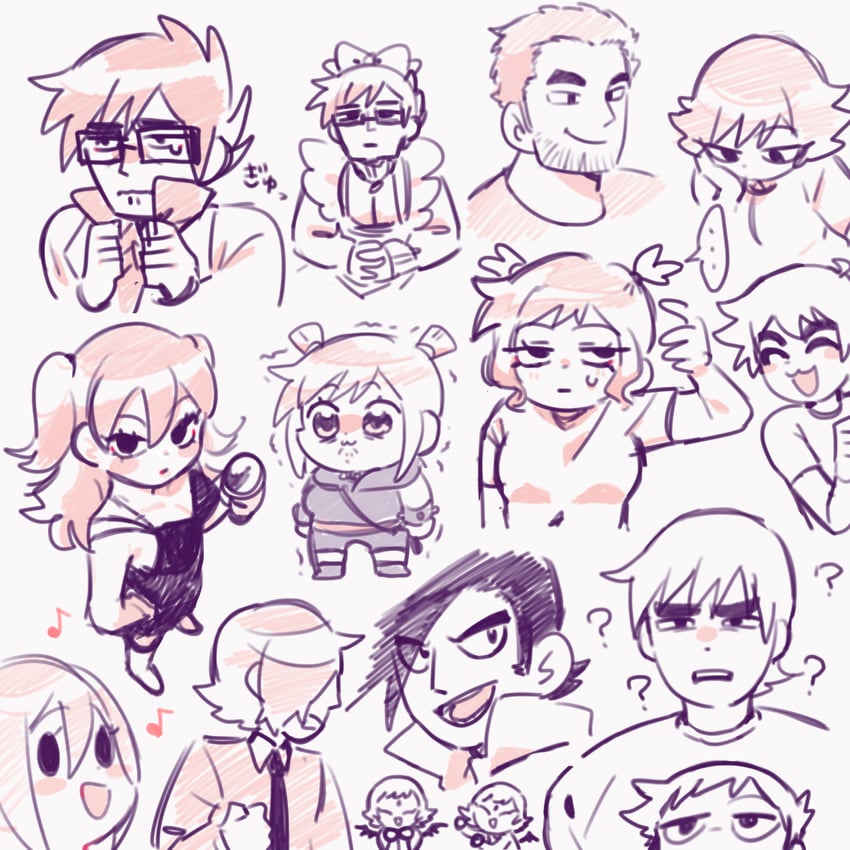 lucas lee, scott pilgrim, wallace wells, ramona flowers, kim pine, and 7 more (poptepipic and 2 more) drawn by mameo_(mameo6416)