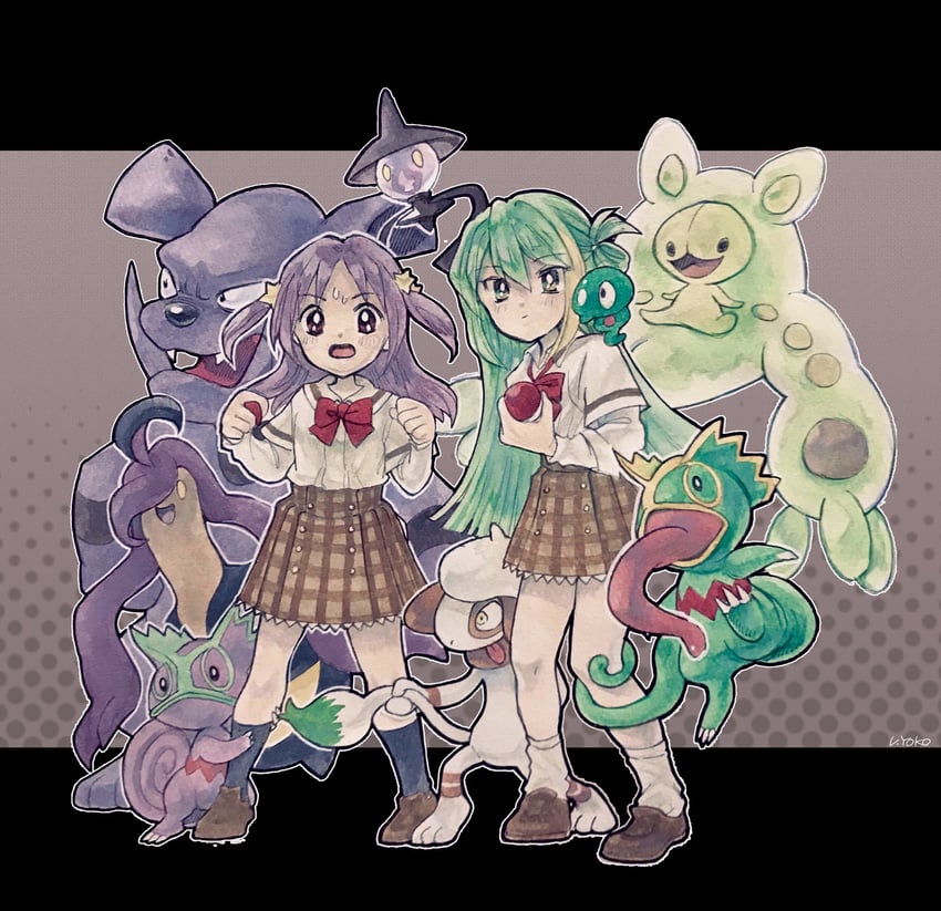 alina gray, misono karin, reuniclus, lampent, zygarde, and 6 more (pokemon and 2 more) drawn by uwded_207