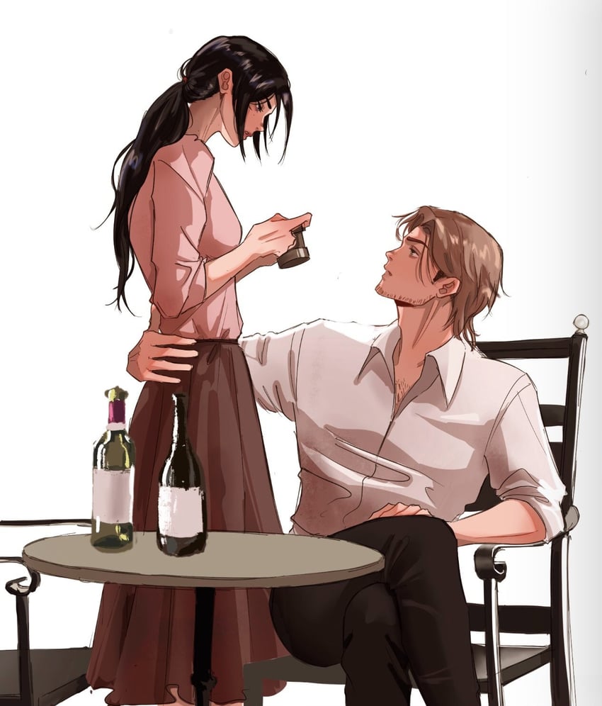 mikasa ackerman and jean kirstein (shingeki no kyojin) drawn by flaryangel