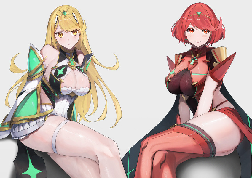 pyra and mythra (xenoblade chronicles and 1 more) drawn by matsukan_(dug_pile)