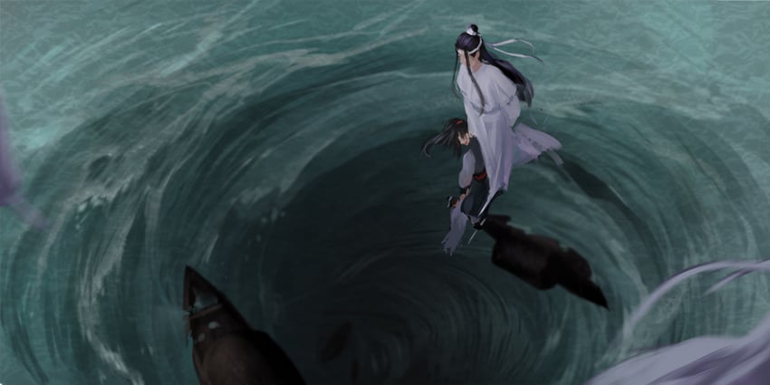 wei wuxian, lan wangji, and su she (modao zushi) drawn by xianduguaitan