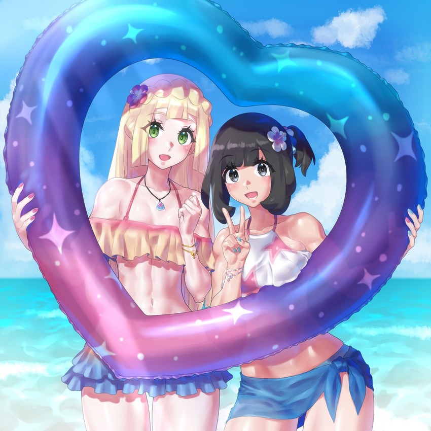 lillie and selene (pokemon and 1 more) drawn by mizuumi_(bb)