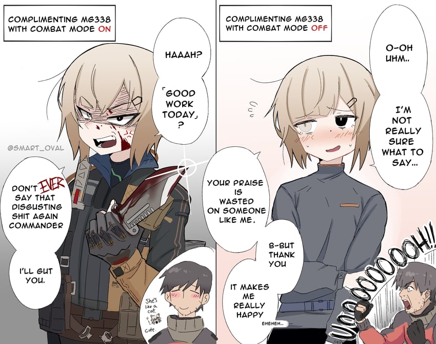 commander and mg338 (girls' frontline and 1 more) drawn by smart_oval