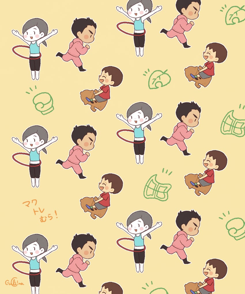 villager, wii fit trainer, little mac, and gyroid (super smash bros. and 3 more) drawn by gulicina