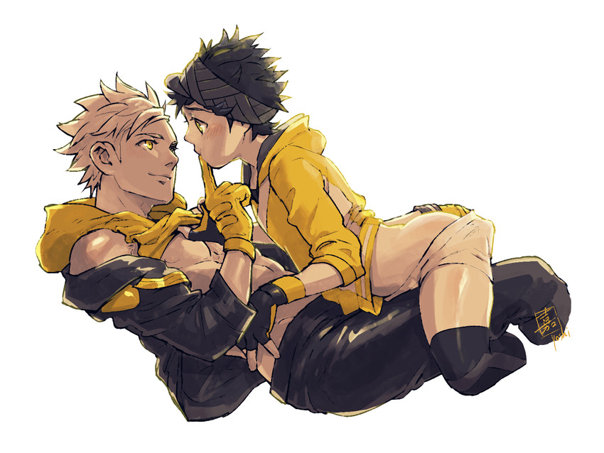 male protagonist and spark (pokemon and 1 more) drawn by yoshimi