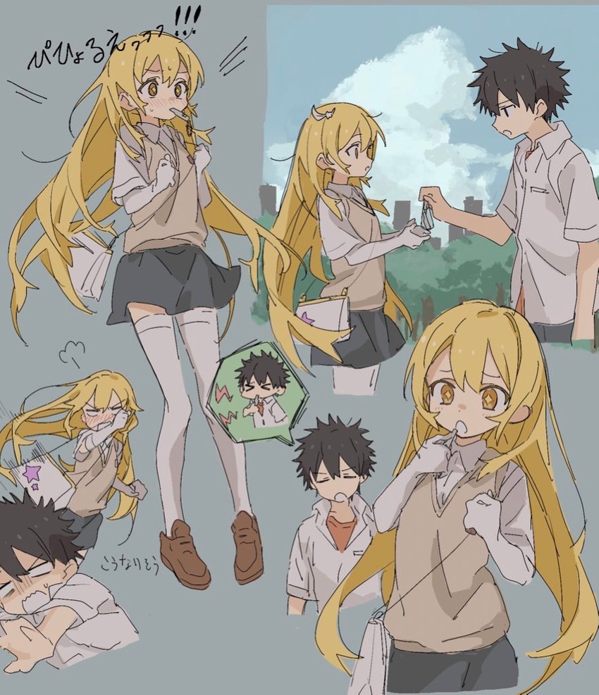shokuhou misaki and kamijou touma (toaru majutsu no index and 1 more) drawn by if959u