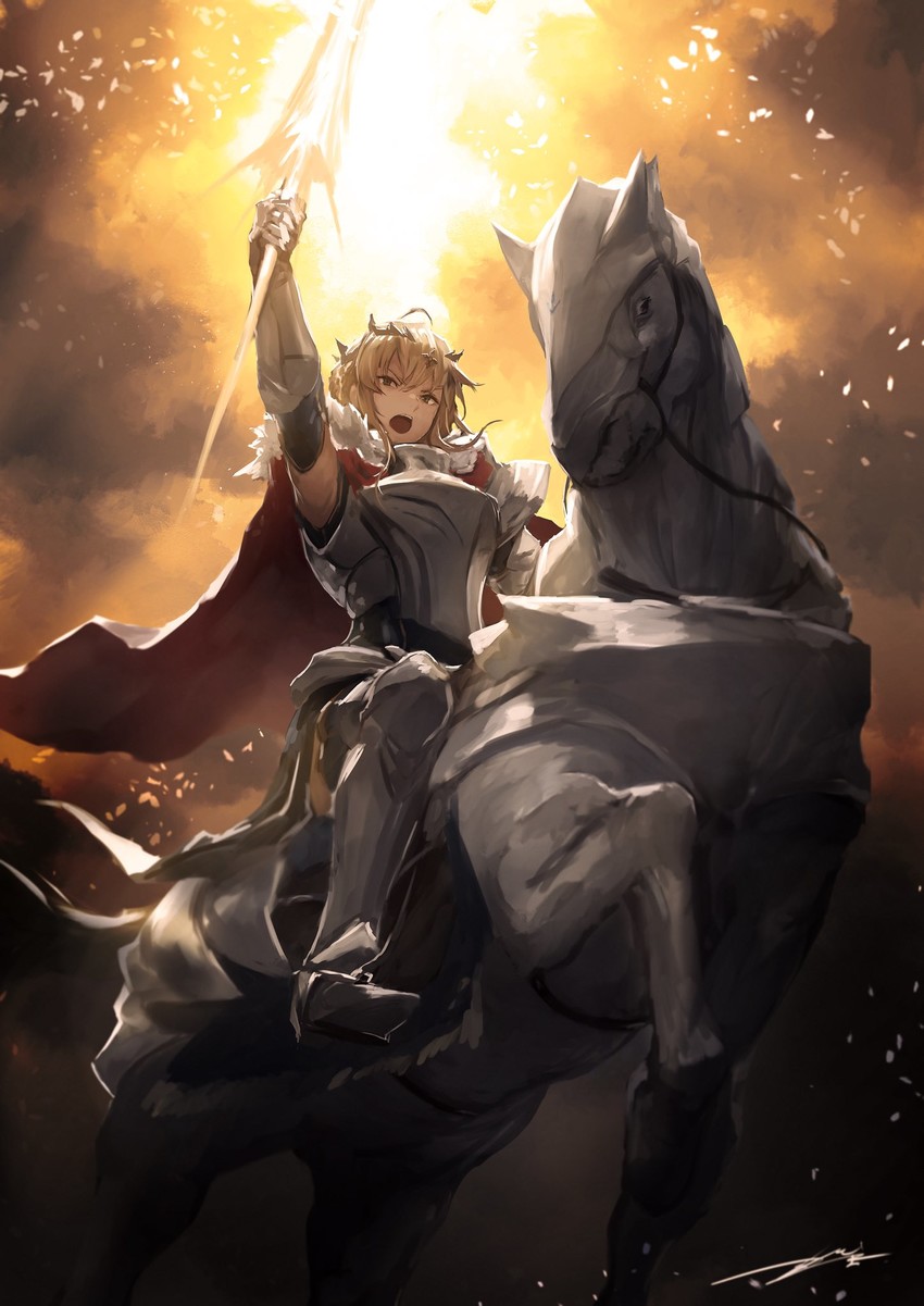 artoria pendragon and dun stallion (fate and 1 more) drawn by kouzuki_kei