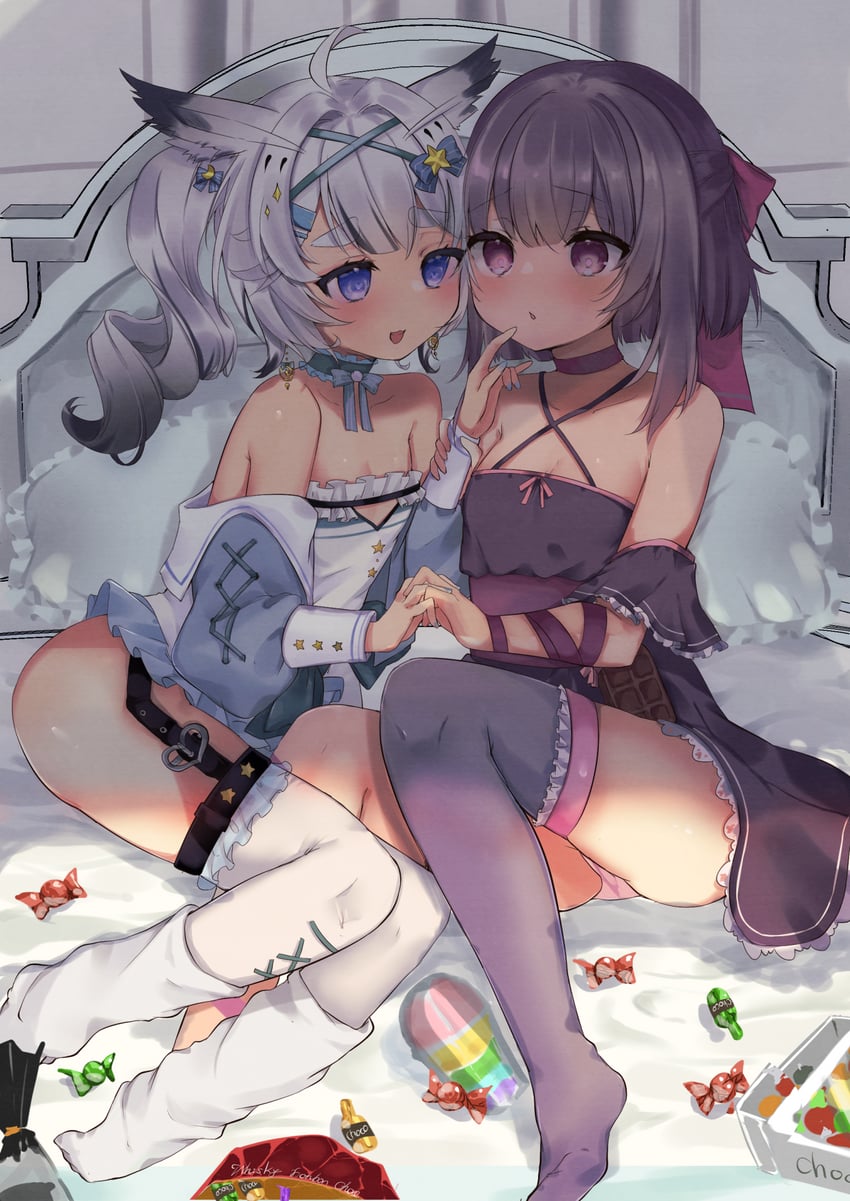 fallenshadow and mikazuki silvi (indie virtual youtuber) drawn by akahaneko