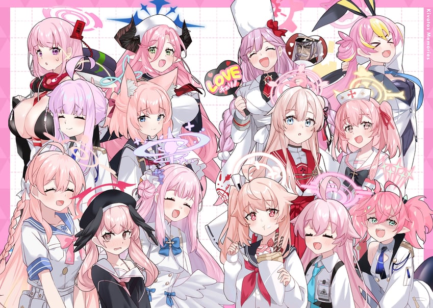 hoshino, mika, koharu, hanako, natsu, and 9 more (blue archive and 1 more) drawn by shiromoca