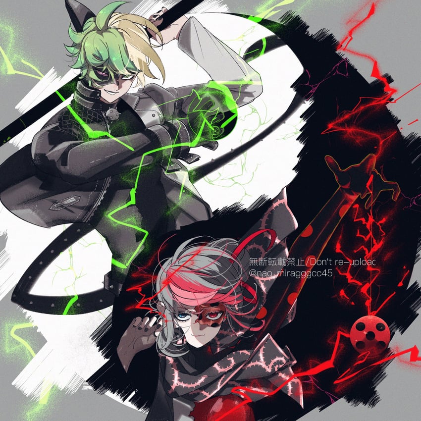 marinette dupain-cheng, adrien agreste, shadybug, and claw noir (miraculous ladybug) drawn by seio_(nao_miragggcc45)
