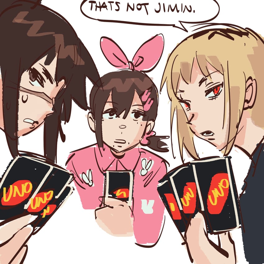higashiyama kobeni, sawatari akane, and tendou michiko (chainsaw man) drawn by liowig
