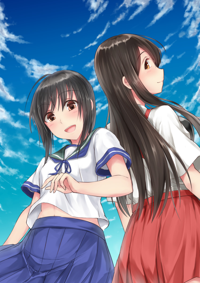 akagi and fubuki (kantai collection) drawn by sakuno_(sksk_sakuno)