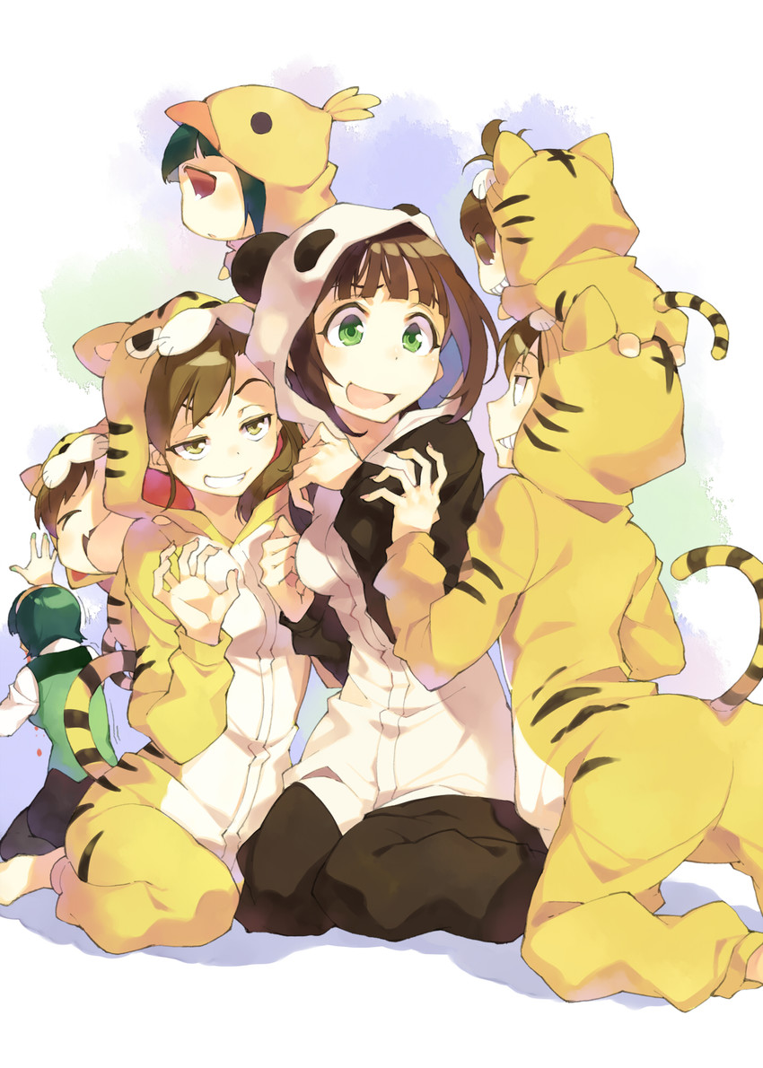 amami haruka, futami mami, futami ami, otonashi kotori, piyopiyo, and 2 more (idolmaster and 2 more) drawn by t-okada
