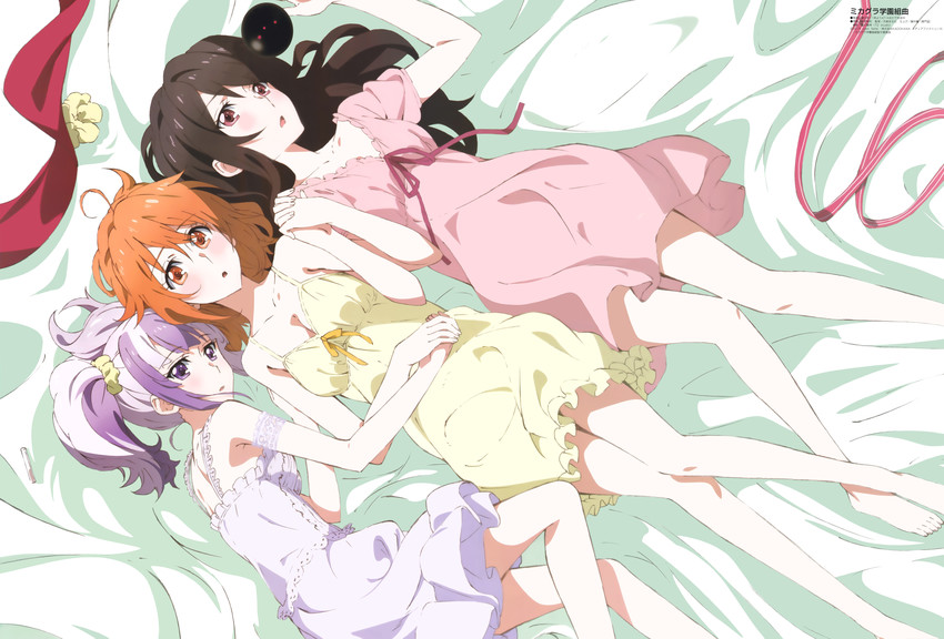 ichinomiya eruna, fujishiro otone, and mikagura seisa (megami magazine and 1 more) drawn by nakano_yuuki