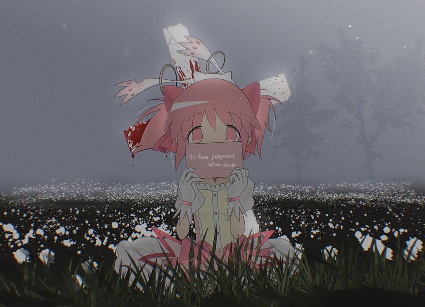 kaname madoka and kyubey (mahou shoujo madoka magica) drawn by x_x_dame