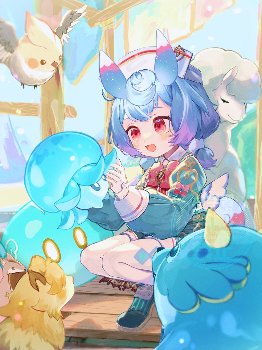 slime, sigewinne, fungi, anemo slime, and blubberbeast (genshin impact) drawn by new_(new_gnsn)