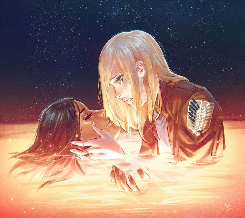 krista lenz and ymir (shingeki no kyojin) drawn by denimcatfish