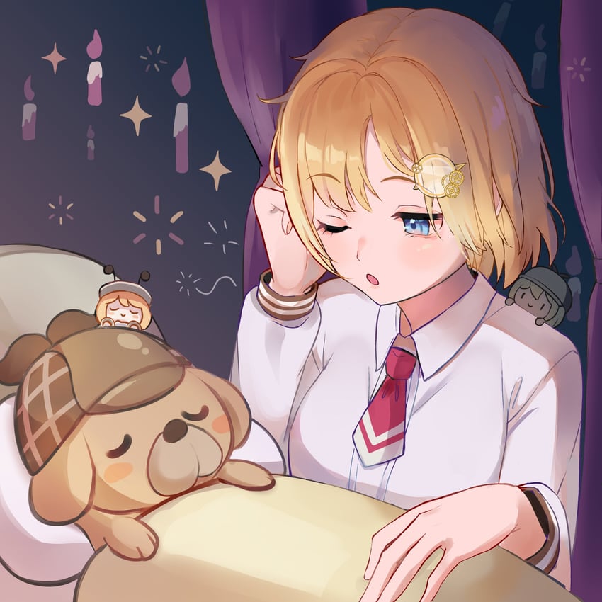 watson amelia, bubba, and smol ame (hololive and 1 more) drawn by comfycal