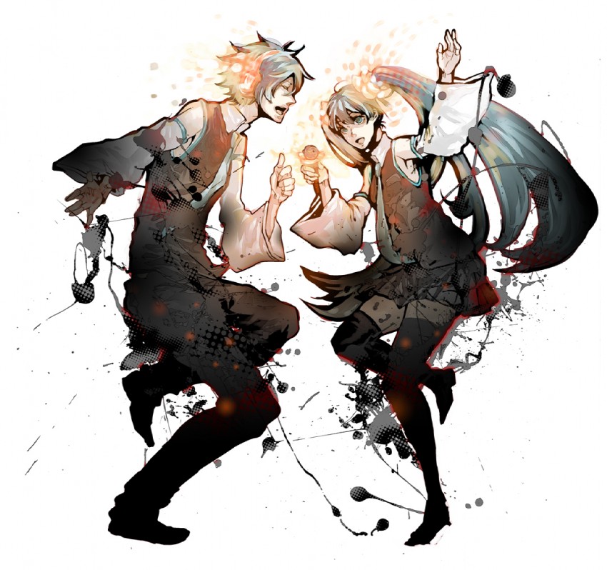 hatsune miku and hatsune mikuo (vocaloid) drawn by kashiko_(phony)