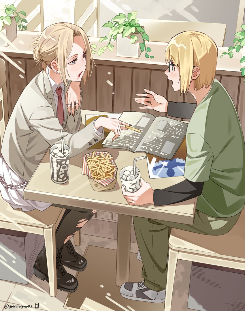 armin arlert and annie leonhart (shingeki no kyojin and 1 more) drawn by grasshopper193