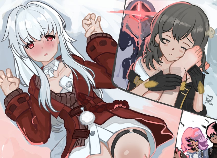 trailblazer, stelle, march 7th, dan heng, clara, and 1 more (honkai and 1 more) drawn by lyib