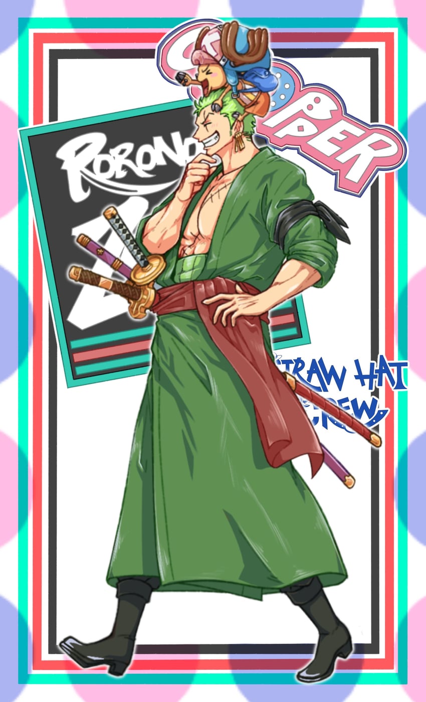 roronoa zoro and tony tony chopper (one piece) drawn by nekozukikensi