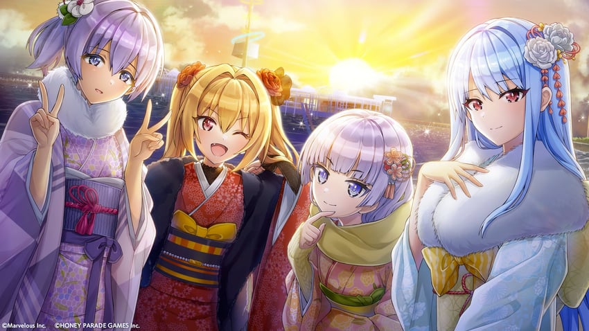 nayuki hiori, schnee weissberg, kazami ellen, and souma hayate (dolphin wave) drawn by ootomo_takuji