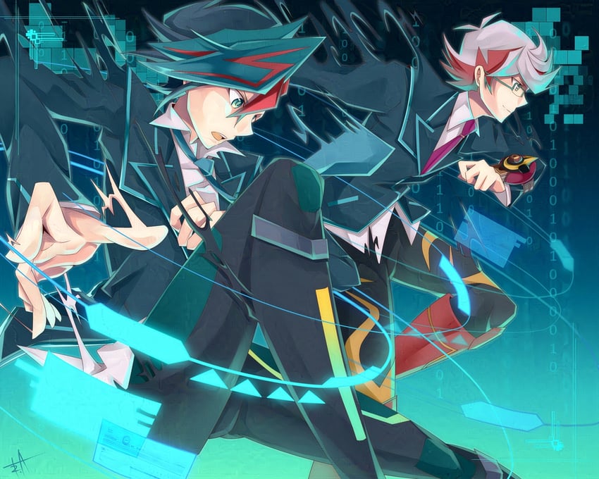fujiki yusaku and homura takeru (yu-gi-oh! and 1 more) drawn by akisaki