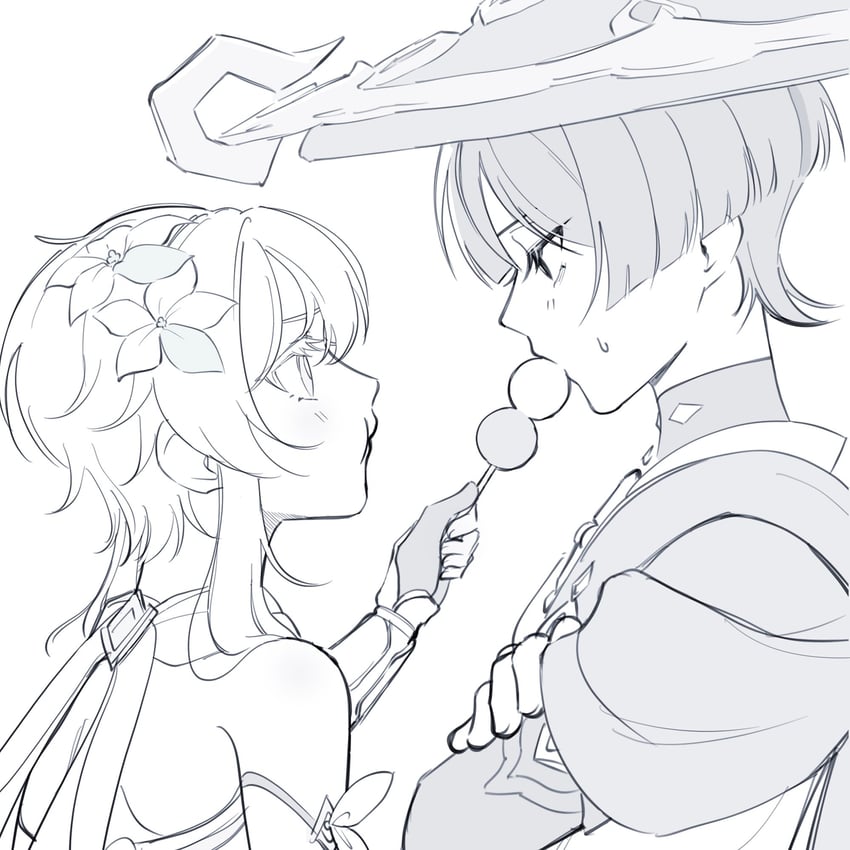 lumine, scaramouche, and wanderer (genshin impact) drawn by nararan_116