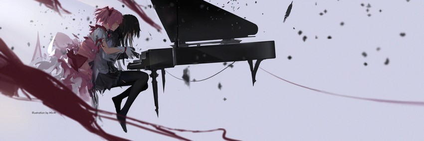 akemi homura and kaname madoka (mahou shoujo madoka magica) drawn by miv4t