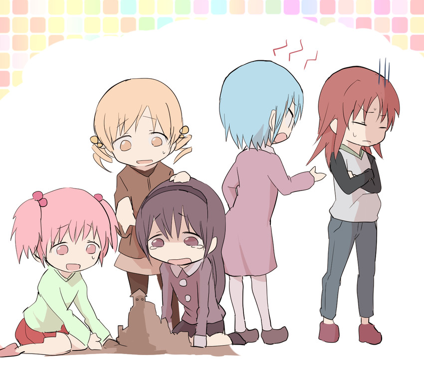 akemi homura, kaname madoka, miki sayaka, sakura kyoko, and tomoe mami (mahou shoujo madoka magica) drawn by samidare_(hoshi)
