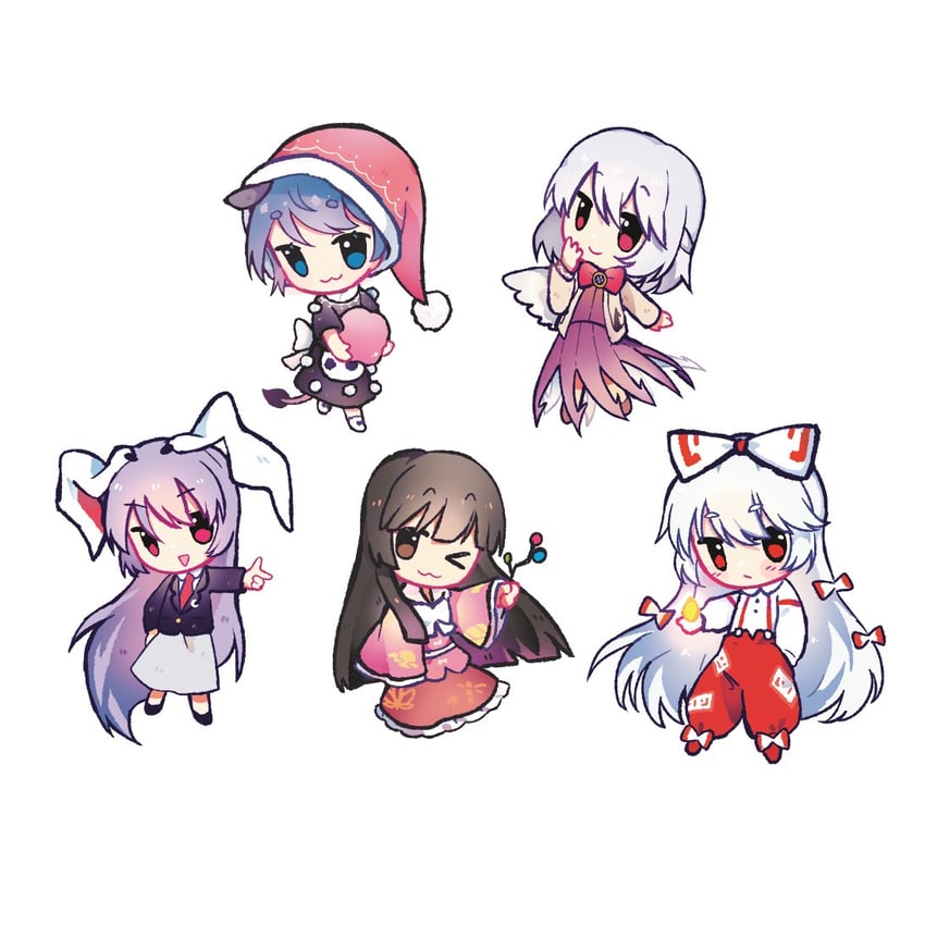 reisen udongein inaba, fujiwara no mokou, houraisan kaguya, kishin sagume, and doremy sweet (touhou) drawn by commeowdore
